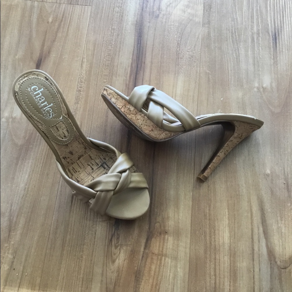 Charles by Charles David Nude Cork Heel Sandals